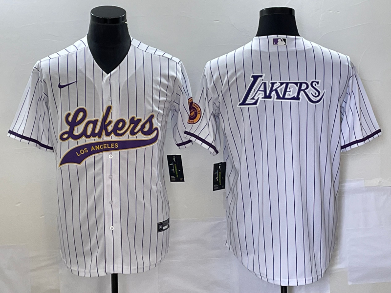 2023 Men Los Angeles Lakers Blank white NBA Jersey style 6